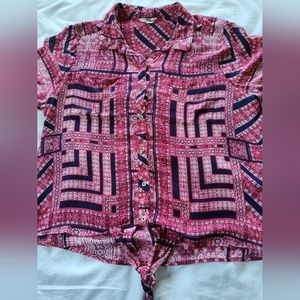 LUCKY BRAND Ladies Button Up Blouse. Size XL. Short Sleeves.